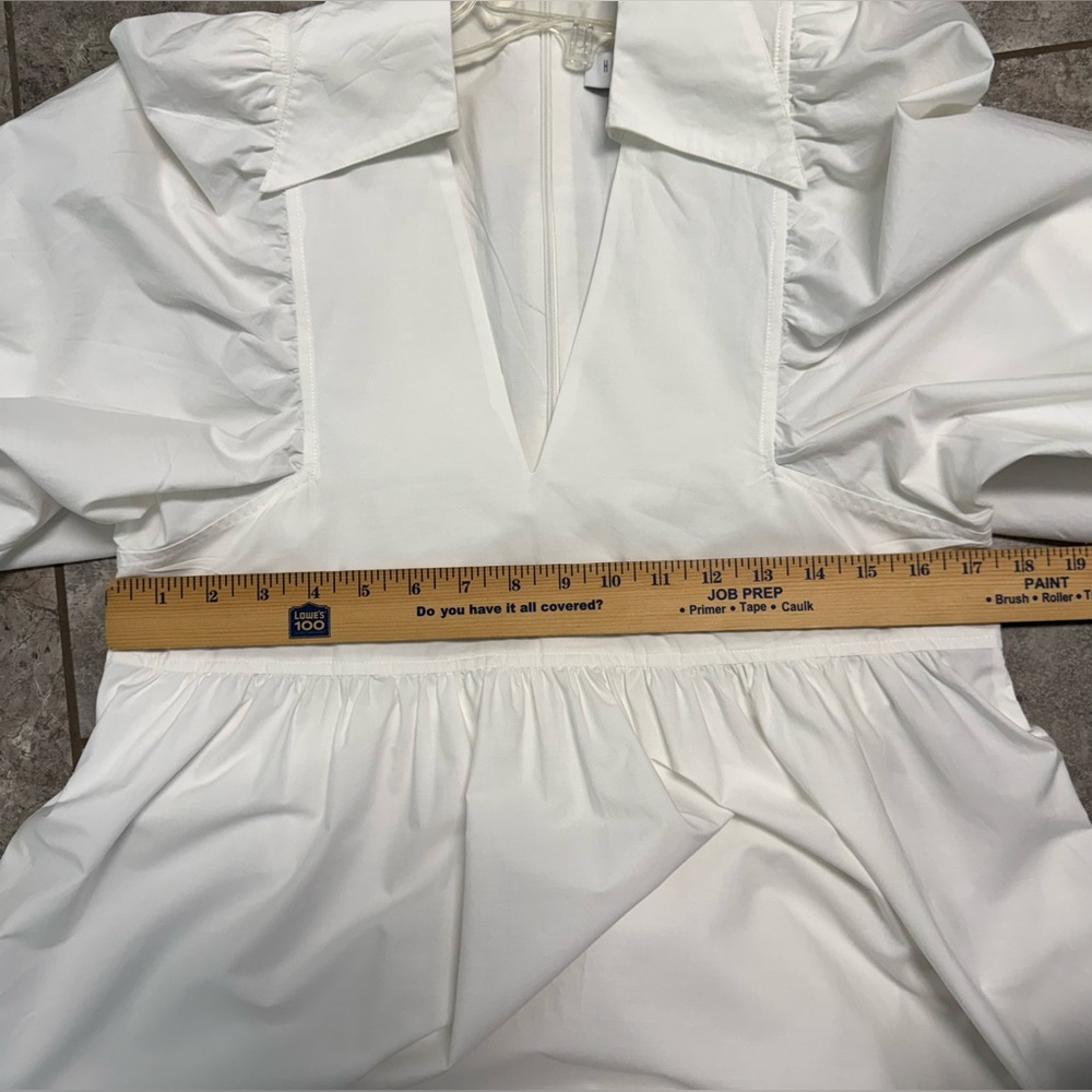 HUNTER BELL Noah Dress White V-Neck Puff Sleeve Mini Sz Small NWOT main tags - Picture 5 of 9